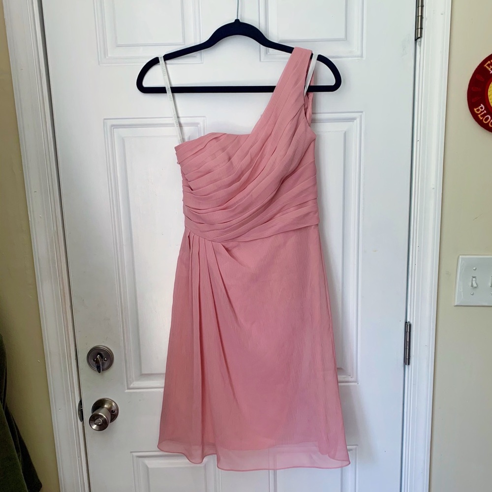 One-Shoulder Crinkle Chiffon dress - 4